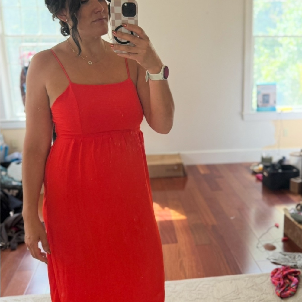 Elegant Red Spaghetti Strap Dress